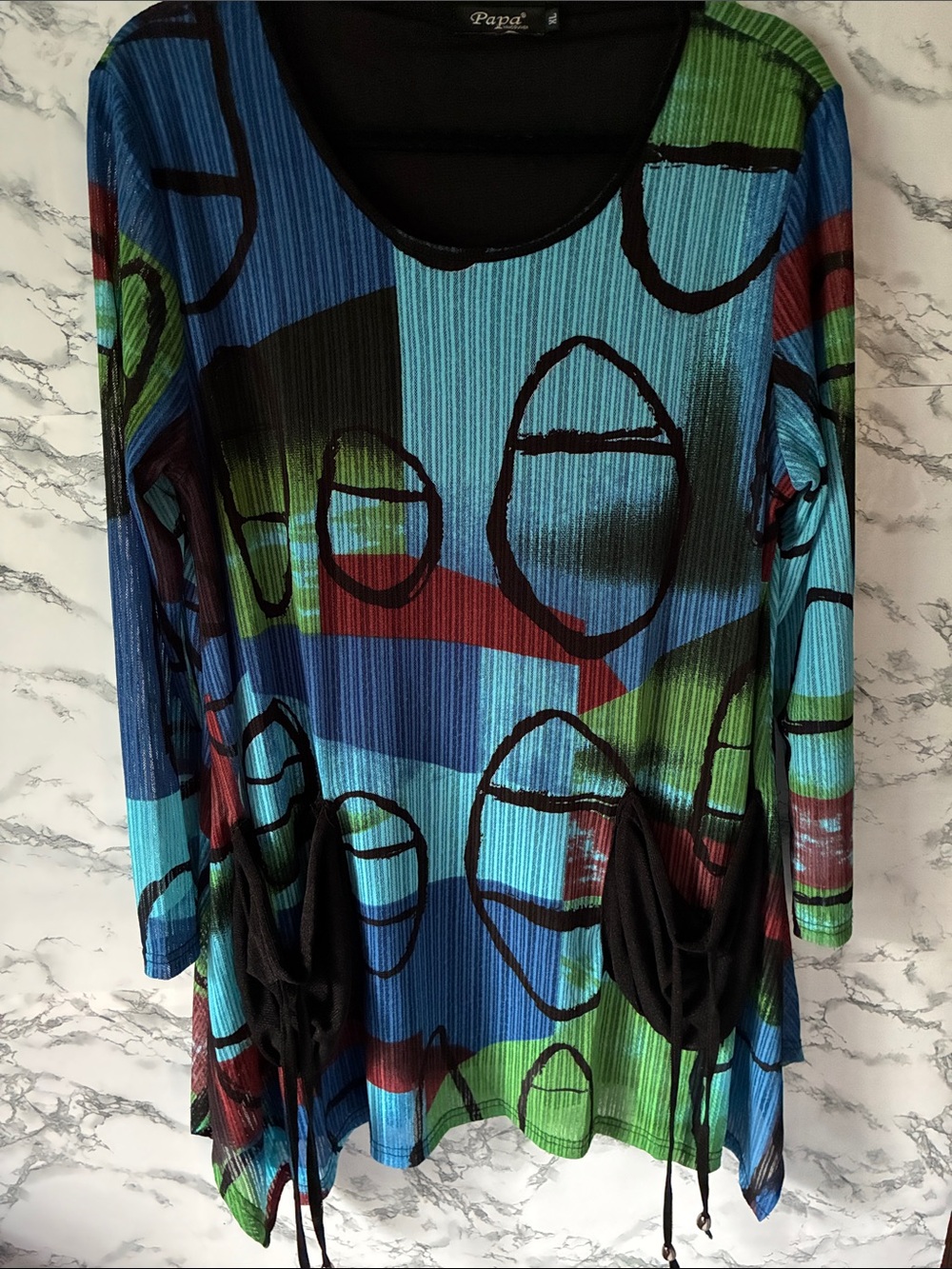 Papa Vancouver XL Multicolor Abstract Tunic - Blue/Green